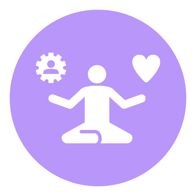 stress management icon light purple background